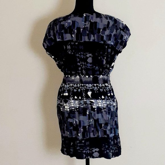 Abstract Geometric Print Short Sleeve Dress Large - Picture 2 of 3